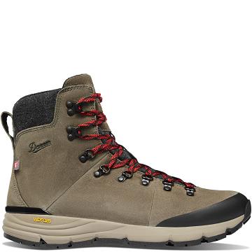 Men's Danner Arctic 600 Side-Zip 7" 200G Hiking Boots Brown / Red | CA4845WY